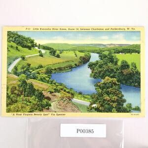 Little Kanawha River Route 14 Charleston Parkersburg WV 1948 Linen Postcard